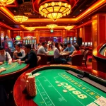 Experience the thrill of cm88 gambling with players at a vibrant casino poker table and exciting slot machines.