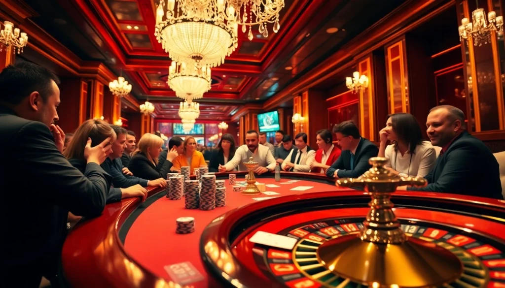 GO8 poker chips and cards at a high-stakes casino, capturing the excitement.