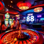 Experience thrilling gameplay at New 88 online casino with classic roulette and vibrant slot machines.