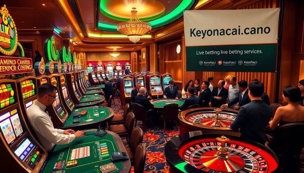 Experience the thrill of gambling at the keonhacai casino, featuring vivid slot machines and engaging table games.