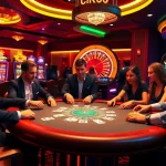 tk88 poker players enjoying an intense high-stakes game at a luxurious casino table.