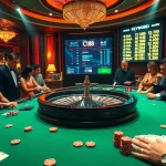 Players engaging at a casino table with the keyword C168 displayed on a screen, showcasing excitement and betting actions.