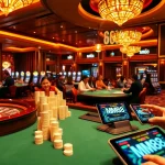 Experience the excitement of MM88 with players engaged in thrilling gambling activities at vibrant casino tables.